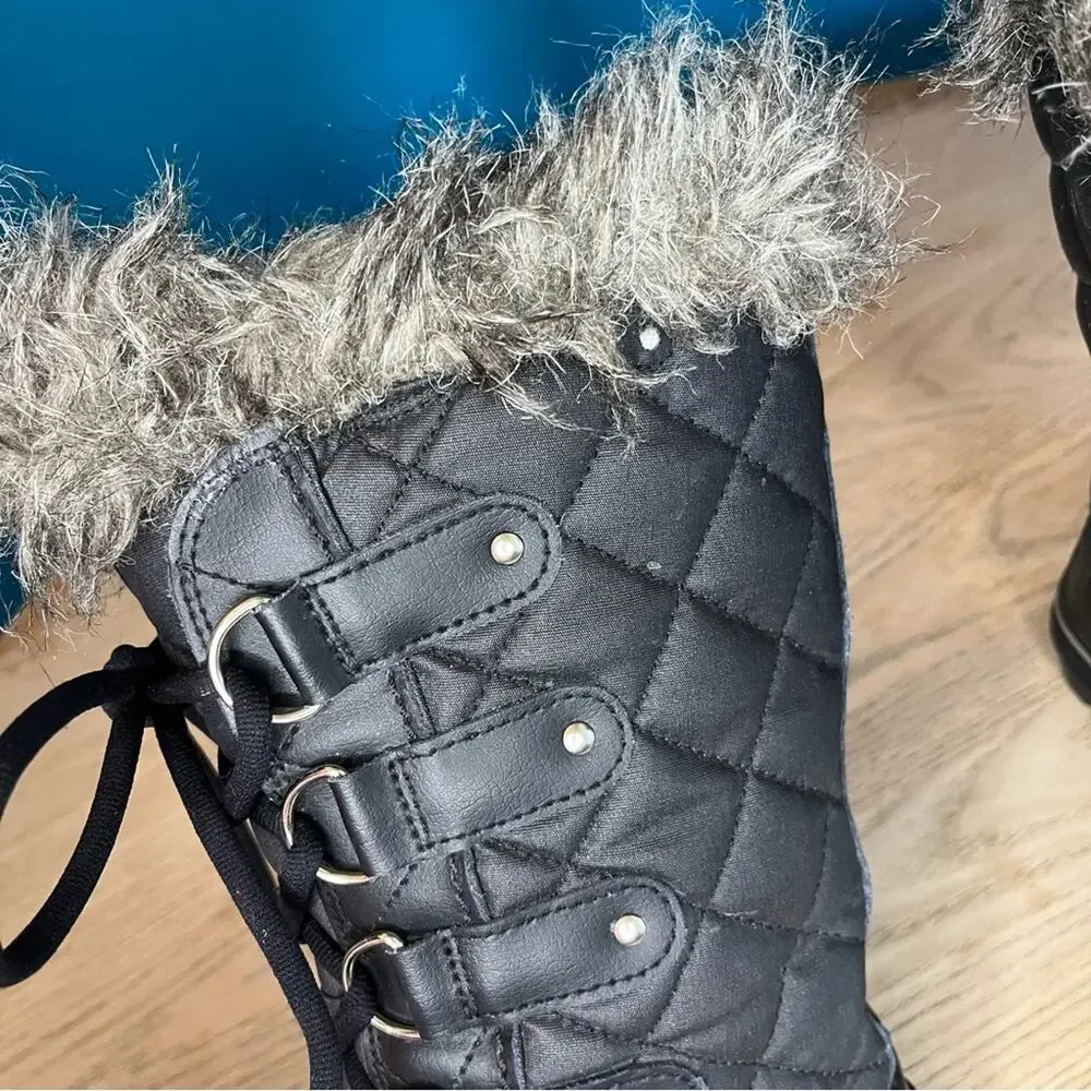 Sorel Tofino II Black Waterproof Quilted Lace Up Snow Boots Womens Size 6.5
